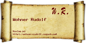 Wohner Rudolf névjegykártya